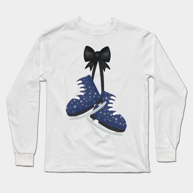 Ice Skates, Ice Skating, Figure Skating, Stars Long Sleeve T-Shirt by Jelena Dunčević